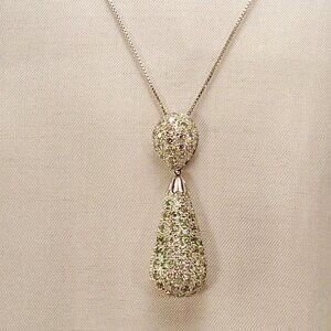 New Tear Drop Dangle Cubic Zirconias Silver DESIGNER Necklace